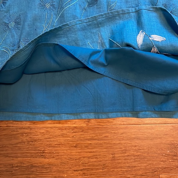 Anne Klein blue linen skirt - Picture 2 of 7